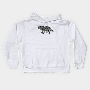 Triceratops dinosaur black and white Kids Hoodie